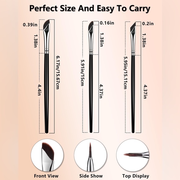Eyeliner Brush Set, Fine Point, Sickle Ultra Thin Slanted Flat - Picture 6 of 11